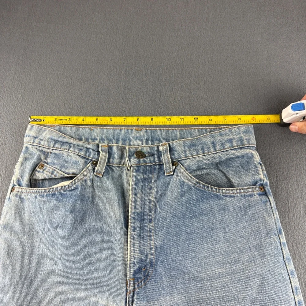 Vintage Levis Jeans Mens 32x25 Blue Orange Tab 70s 80s YKK Zipper Raw Hem Thrash